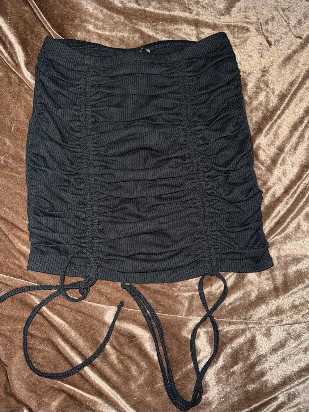 🌻🍒Forever 21 Black Ruched Drawstring Mini Skirt